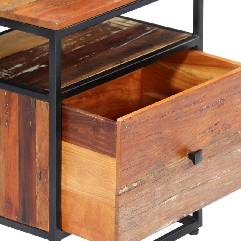 vidaXL Bedside Cabinet 40x30x50 cm Solid Reclaimed Wood and Steel