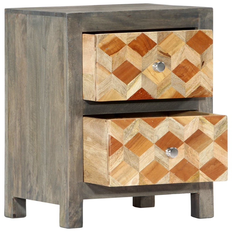 vidaXL Bedside Cabinet Grey 40x30x50 cm Solid Mango Wood