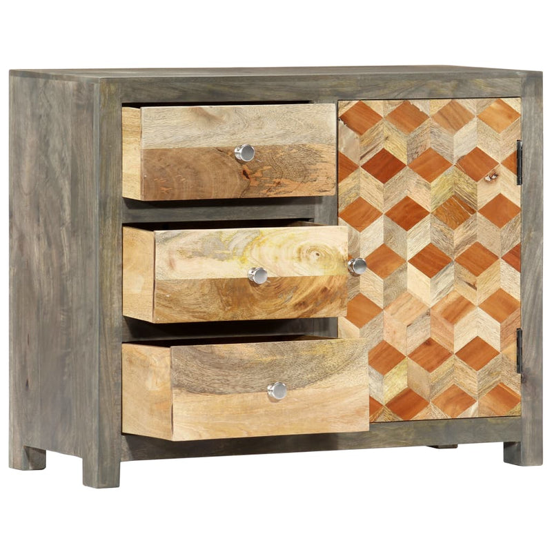 vidaXL Side Cabinet Grey 75x30x60 cm Solid Mango Wood
