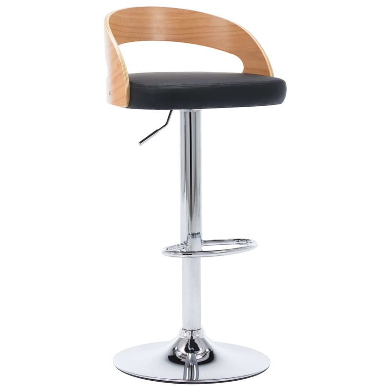 vidaXL Bar Stools 2 pcs Black Faux Leather and Bentwood