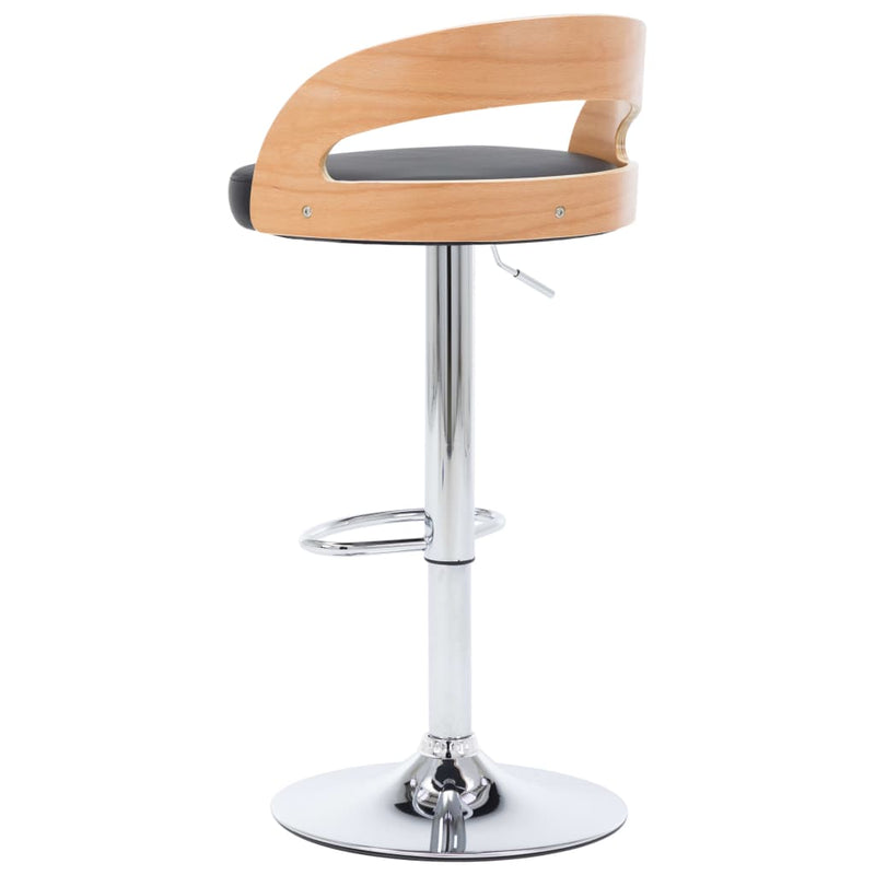 vidaXL Bar Stools 2 pcs Black Faux Leather and Bentwood