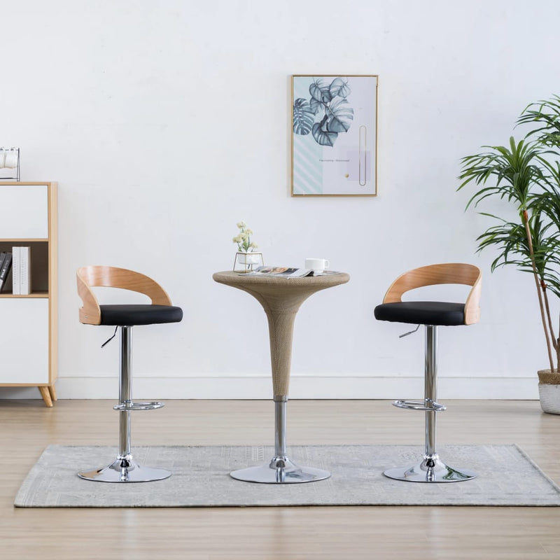 vidaXL Bar Stools 2 pcs Black Faux Leather and Bentwood