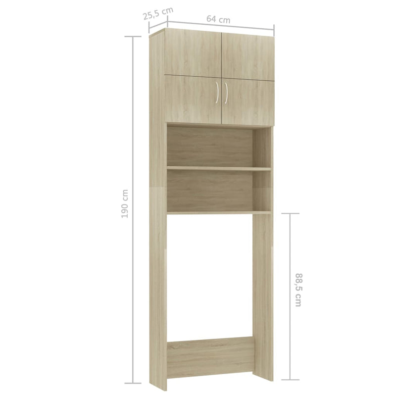 vidaXL Washing Machine Cabinet Sonoma Oak 64x25.5x190 cm Engineered Wood