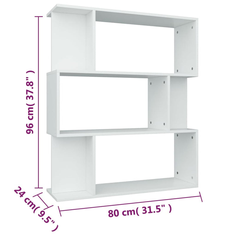 vidaXL Book Cabinet/Room Divider White 80x24x96 cm Engineered Wood