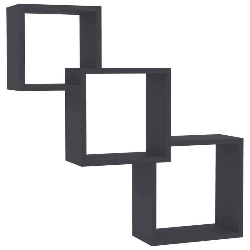 vidaXL Cube Wall Shelves Grey 68x15x68 cm Engineered Wood