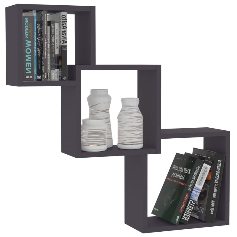 vidaXL Cube Wall Shelves Grey 68x15x68 cm Engineered Wood