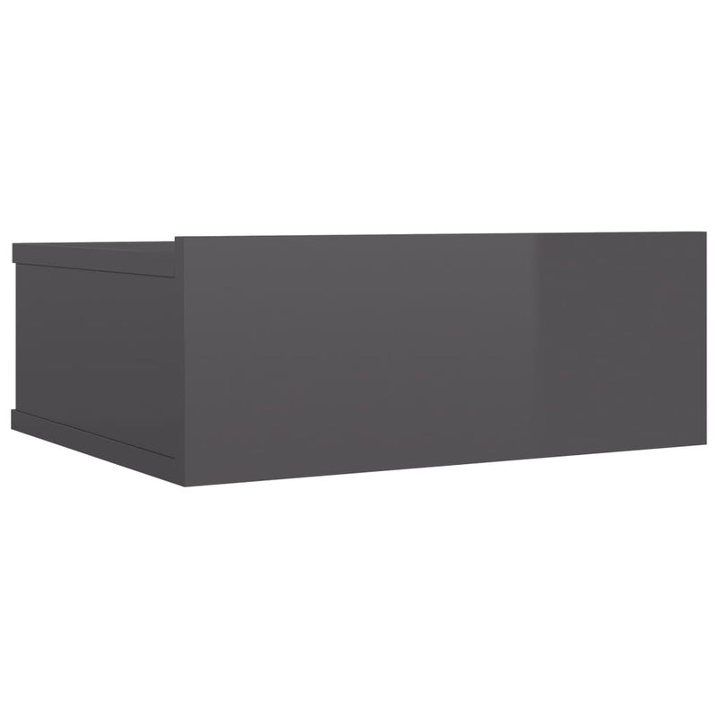 vidaXL Floating Nightstand High Gloss Grey 40x30x15 cm Engineered Wood