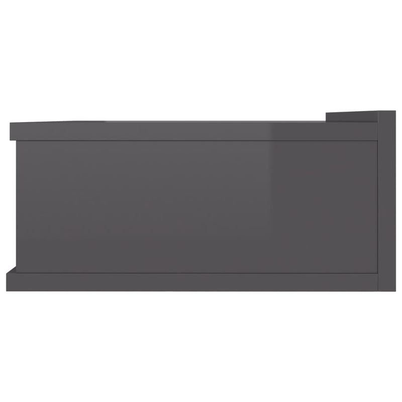 vidaXL Floating Nightstand High Gloss Grey 40x30x15 cm Engineered Wood