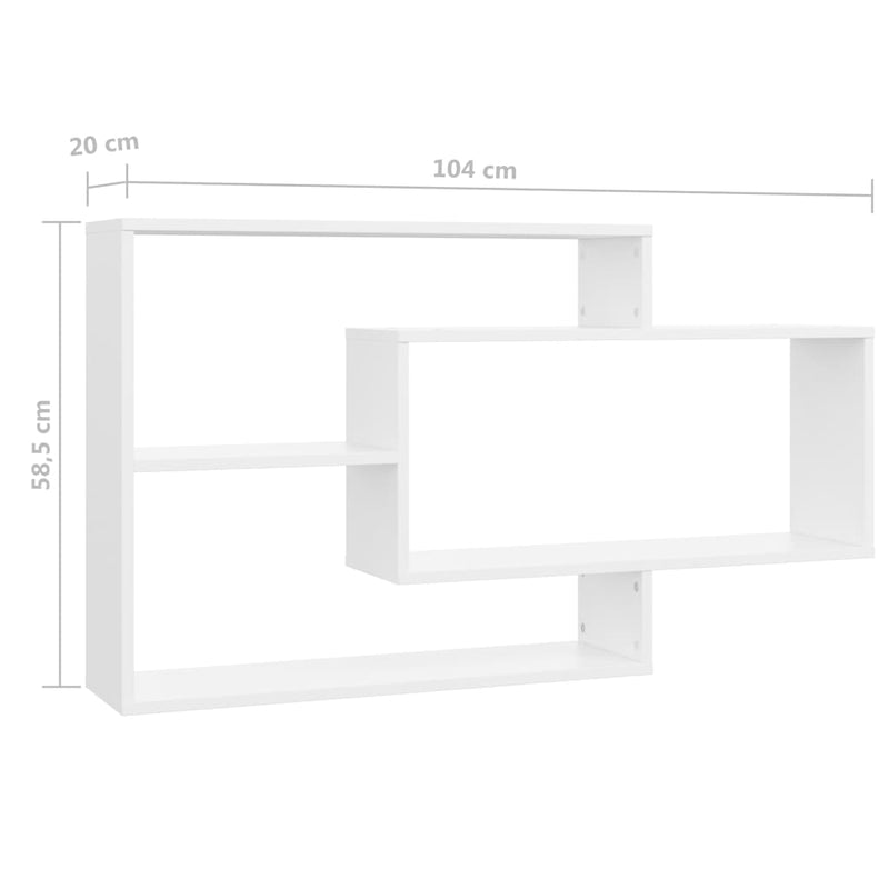 vidaXL Wall Shelves White 104x20x58.5 cm Engineered Wood