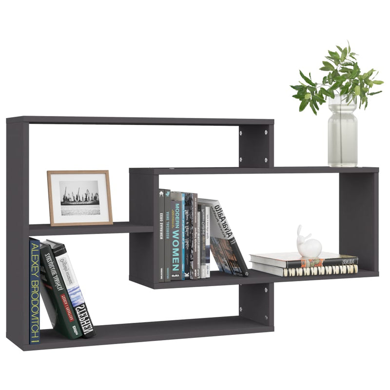 vidaXL Wall Shelves Grey 104x20x58.5 cm Engineered Wood