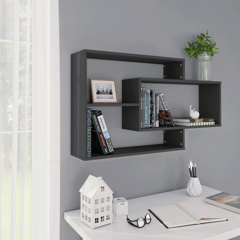 vidaXL Wall Shelves Grey 104x20x58.5 cm Engineered Wood