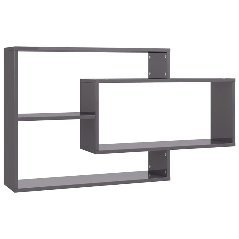 vidaXL Wall Shelves High Gloss Grey 104x20x58.5 cm Engineered Wood
