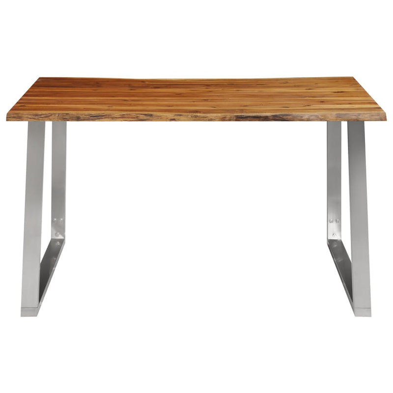 vidaXL Dining Table 140x80x75 cm Solid Acacia Wood and Stainless Steel