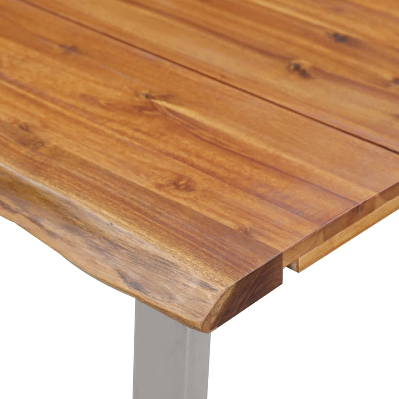 vidaXL Dining Table 140x80x75 cm Solid Acacia Wood and Stainless Steel