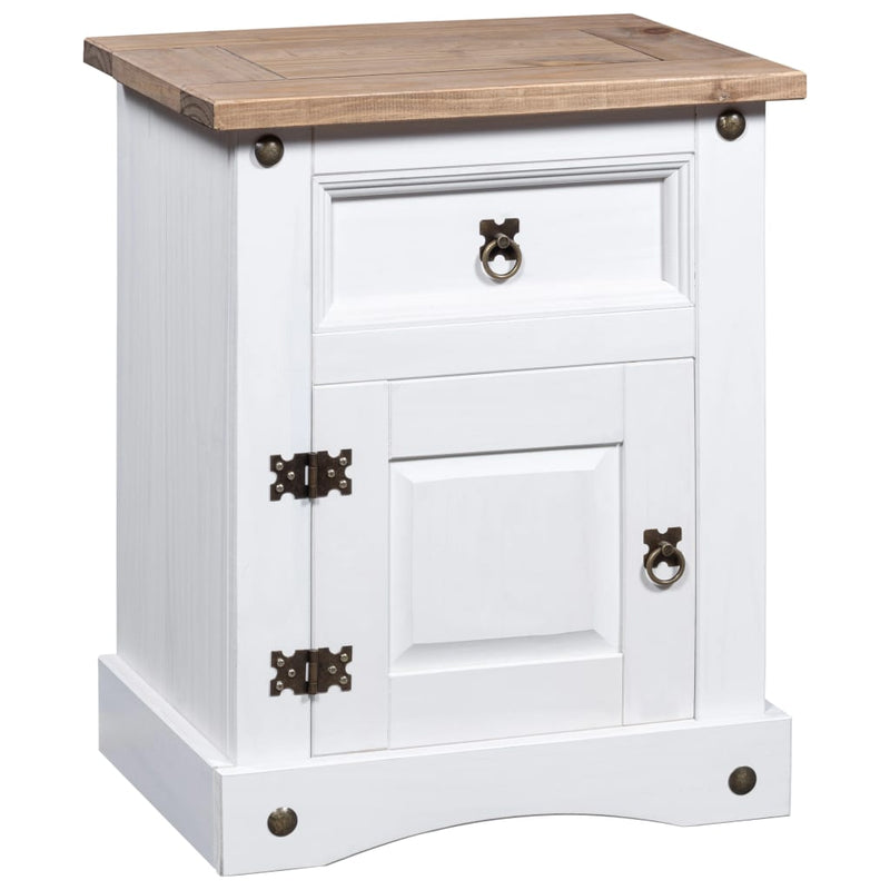 vidaXL Bedside Cabinet Mexican Pine Corona Range White 53x39x67 cm