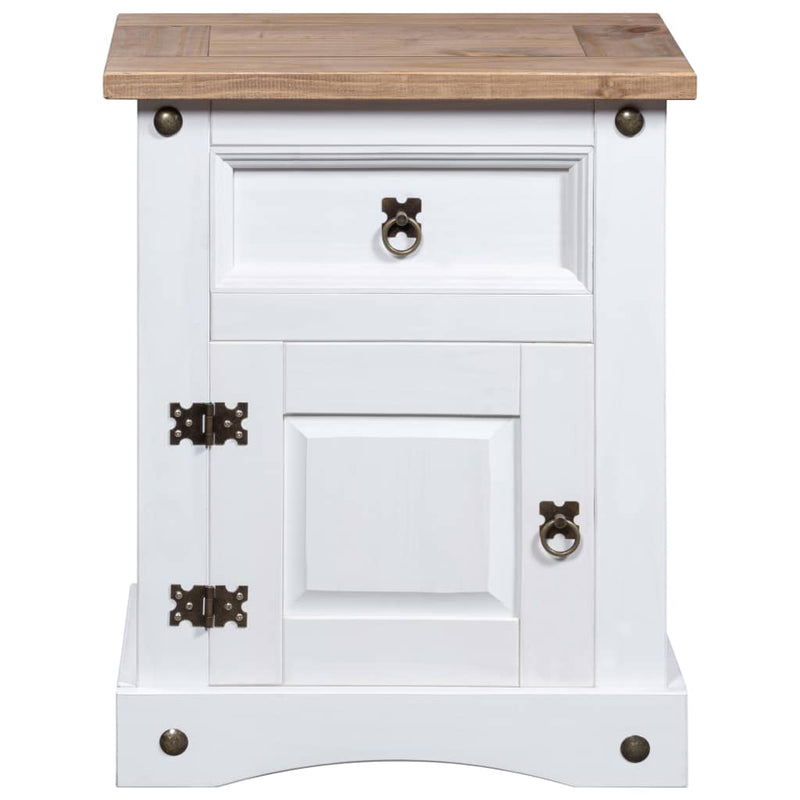 vidaXL Bedside Cabinet Mexican Pine Corona Range White 53x39x67 cm