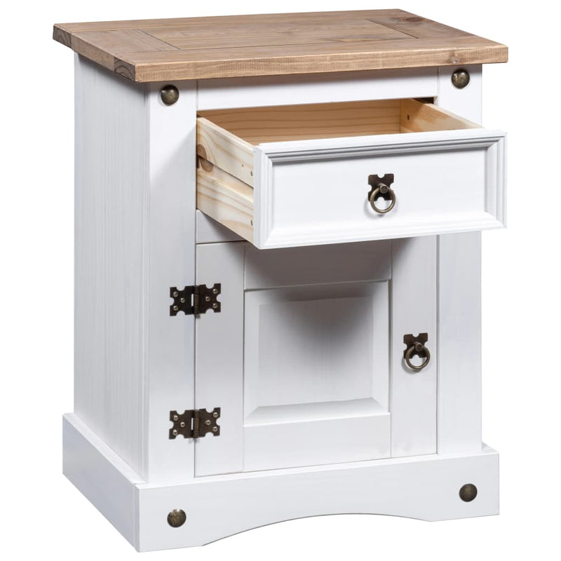 vidaXL Bedside Cabinet Mexican Pine Corona Range White 53x39x67 cm