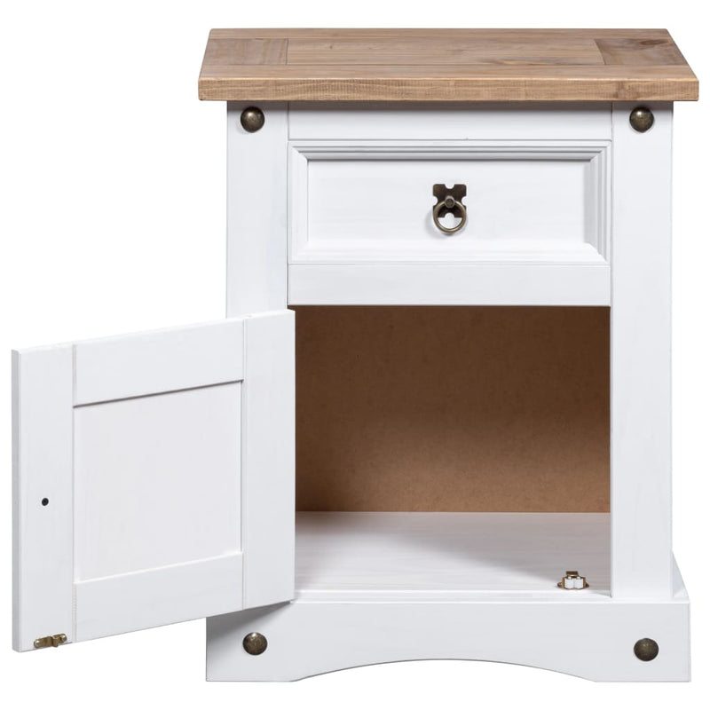 vidaXL Bedside Cabinet Mexican Pine Corona Range White 53x39x67 cm