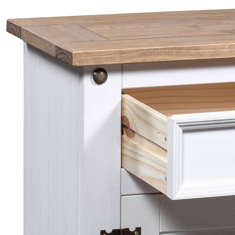 vidaXL Bedside Cabinet Mexican Pine Corona Range White 53x39x67 cm