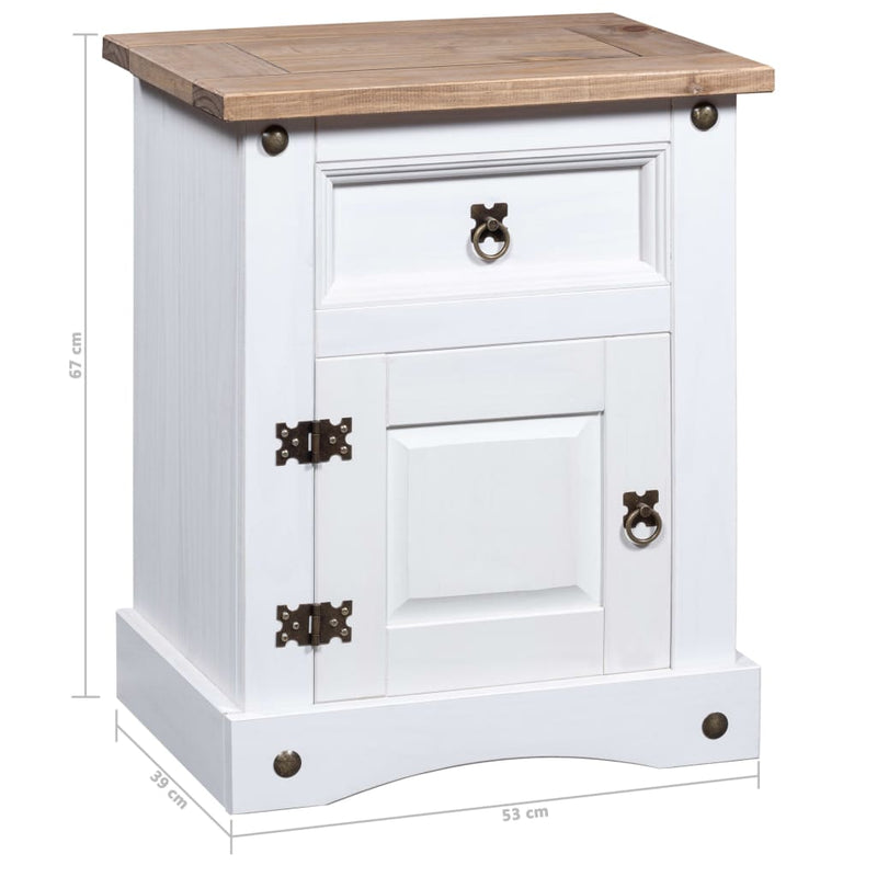 vidaXL Bedside Cabinet Mexican Pine Corona Range White 53x39x67 cm