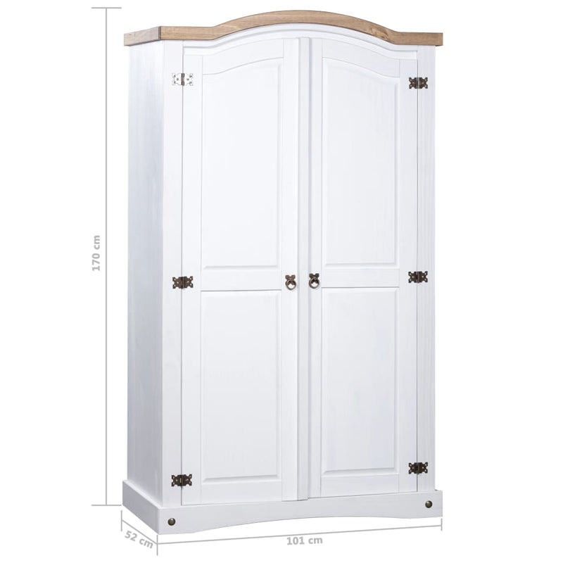 vidaXL Wardrobe Mexican Pine Corona Range 2 Doors White
