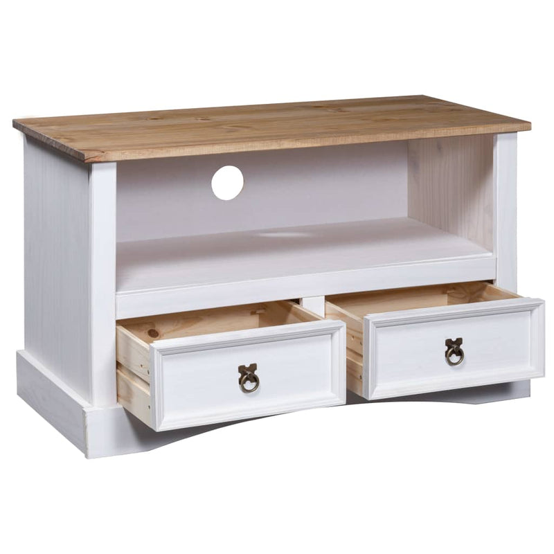 vidaXL TV Cabinet Mexican Pine Corona Range White 91x43x56 cm