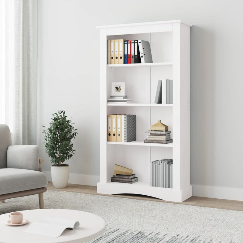 vidaXL 4-Tier Bookcase Mexican Pine Corona Range White 80x29x150 cm