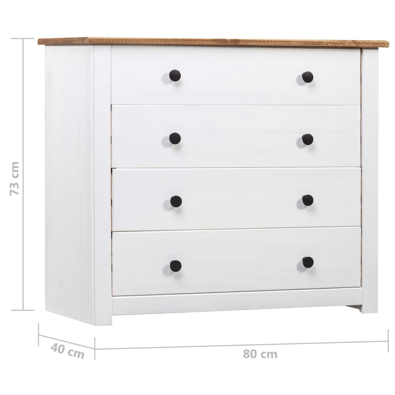 vidaXL Side Cabinet White 80x40x73 cm Pine Panama Range