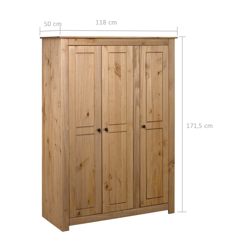 vidaXL 3-Door Wardrobe 118x50x171.5 cm Pine Panama Range
