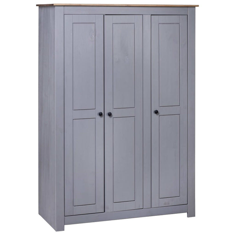 vidaXL 3-Door Wardrobe Grey 118x50x171.5 cm Pine Panama Range