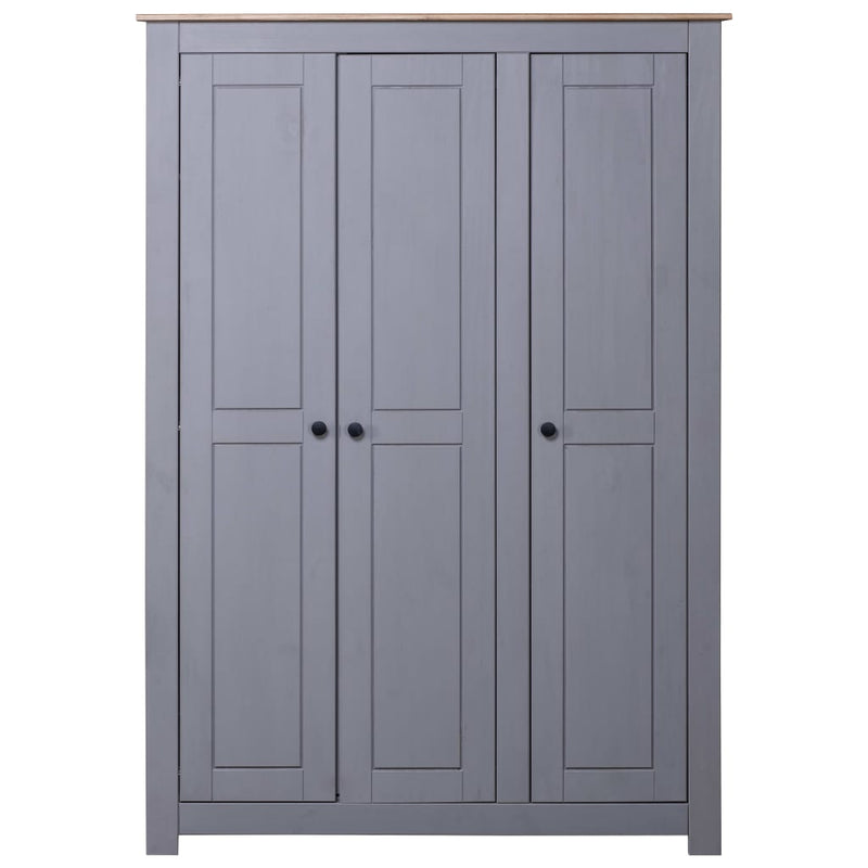 vidaXL 3-Door Wardrobe Grey 118x50x171.5 cm Pine Panama Range