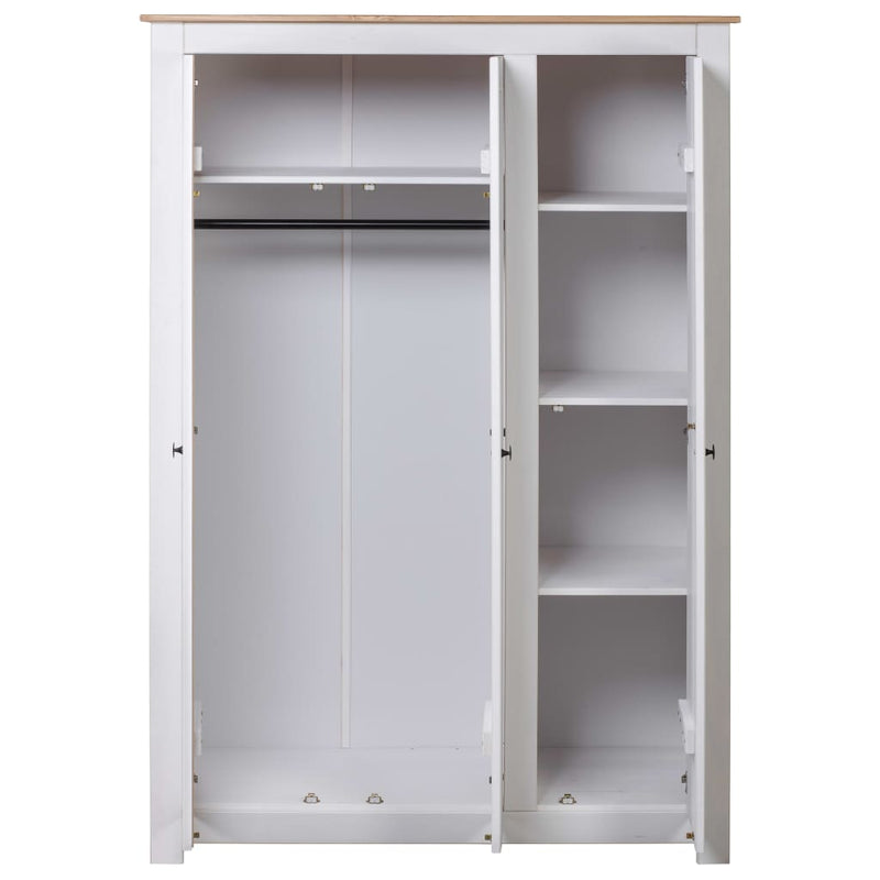 vidaXL 3-Door Wardrobe White 118x50x171.5 cm Pine Panama Range