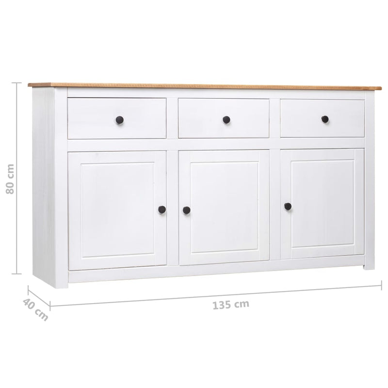 vidaXL Sideboard White 135x40x80 cm Solid Pinewood Panama Range