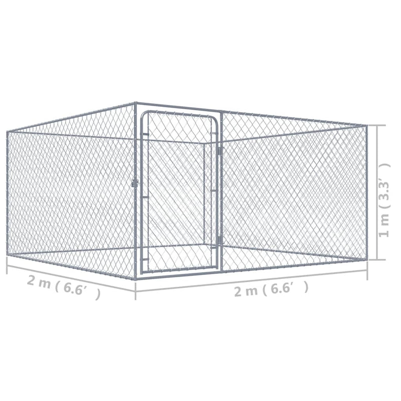 vidaXL Outdoor Dog Kennel Galvanised Steel 2x2x1 m