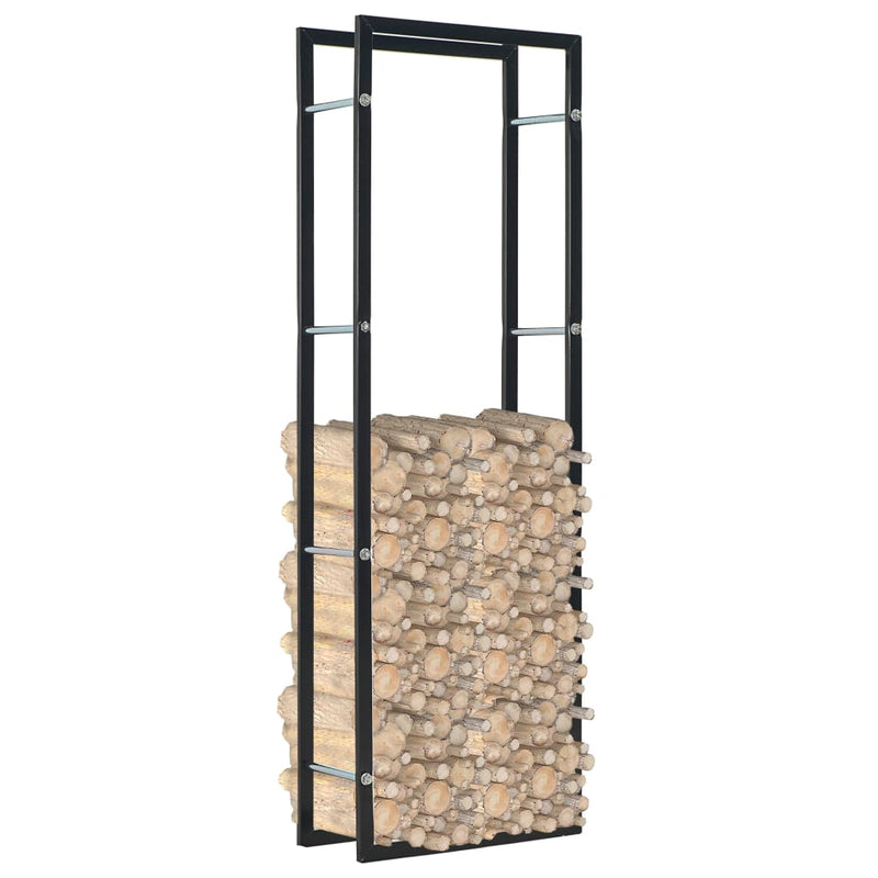 vidaXL Firewood Rack Black 50x20x150 cm Steel