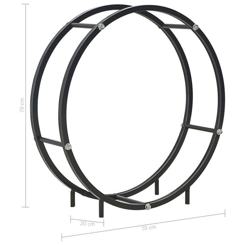 vidaXL Firewood Rack Black 70x20x70 cm Steel