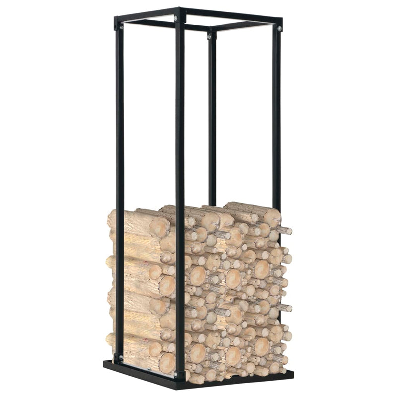 vidaXL Firewood Rack with Base Black 37x37x113 cm Steel
