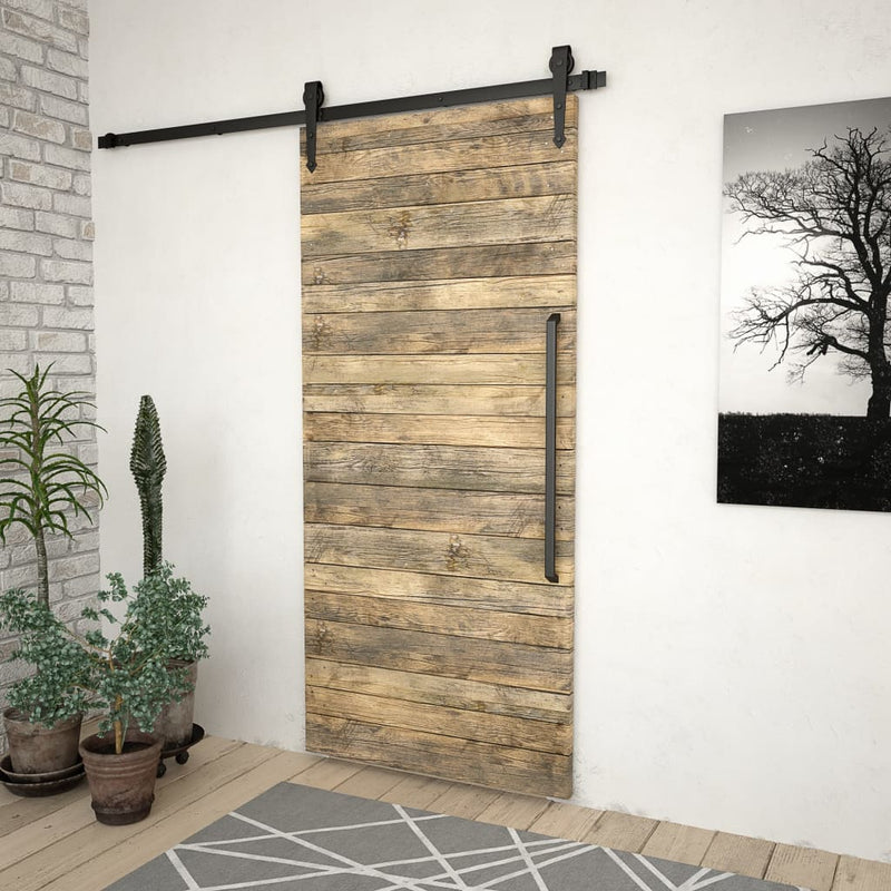 vidaXL Sliding Door SKIEN Hardware Kit 200 cm Steel Black