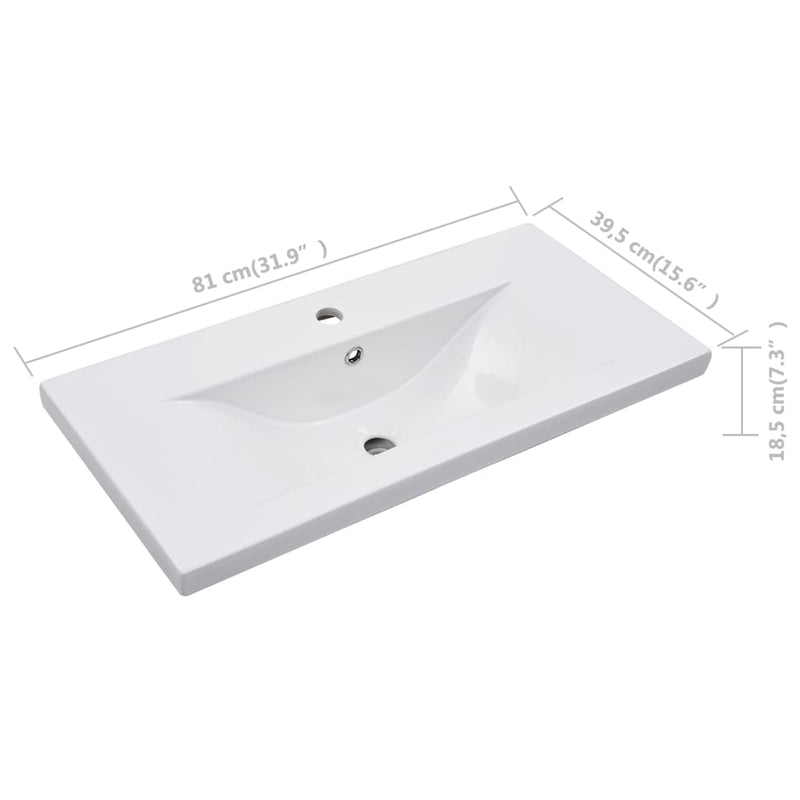 vidaXL Built-in Basin 81x39.5x18.5 cm Ceramic White