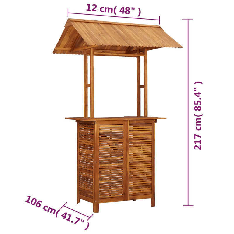 vidaXL Outdoor Bar Table with Rooftop 113x106x217 cm Solid Acacia Wood