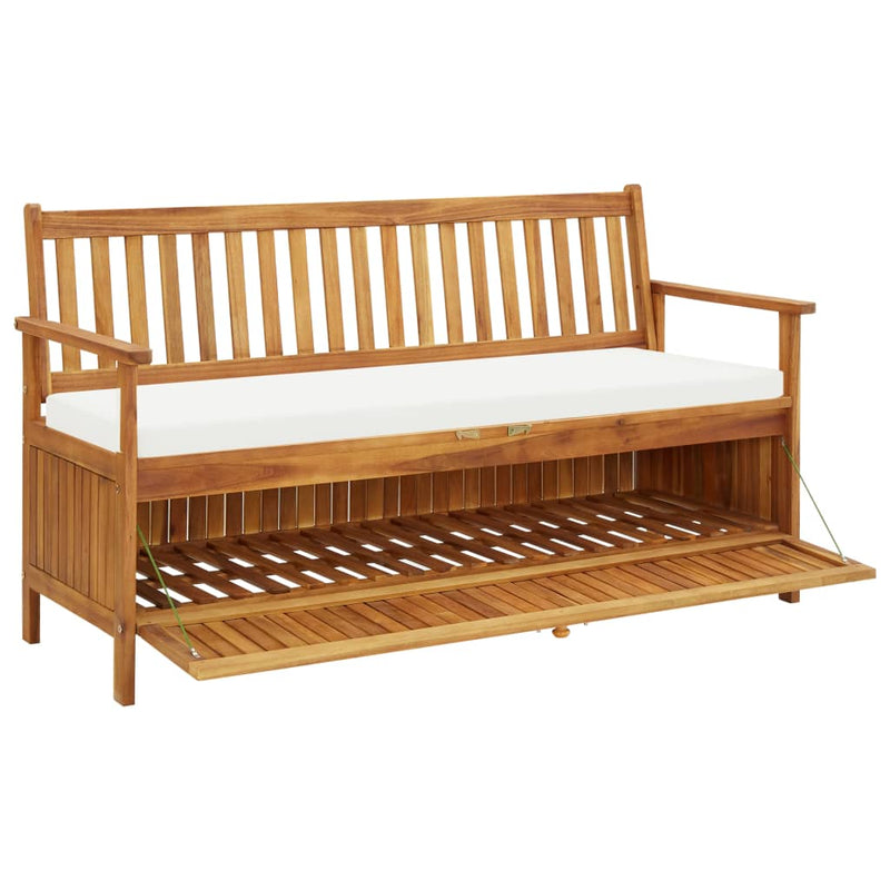 vidaXL Storage Bench with Cushion 148 cm Solid Acacia Wood