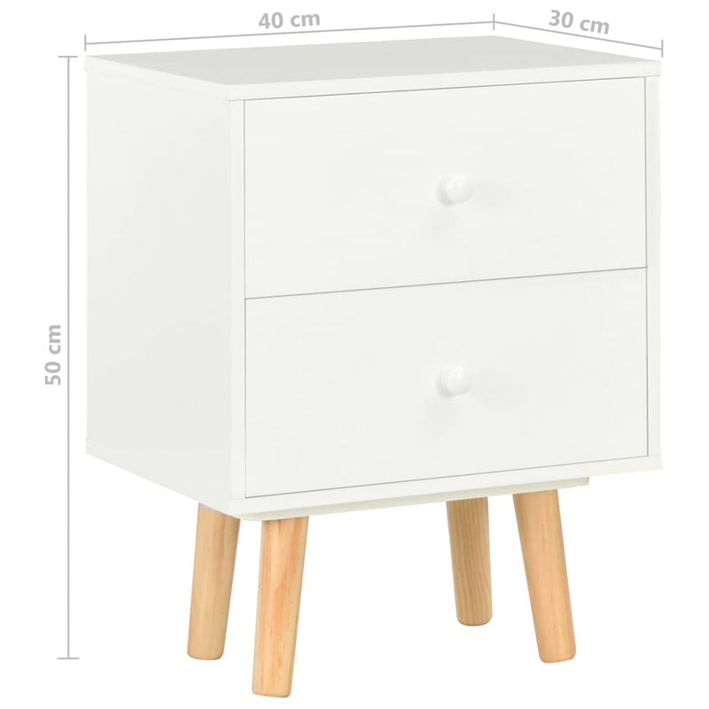 vidaXL Bedside Cabinets 2 pcs White 40x30x50 cm Solid Pinewood