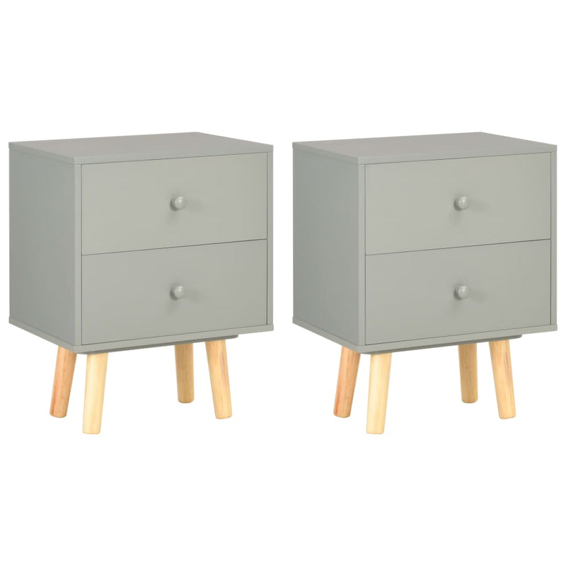 vidaXL Bedside Cabinets 2 pcs Grey 40x30x50 cm Solid Pinewood