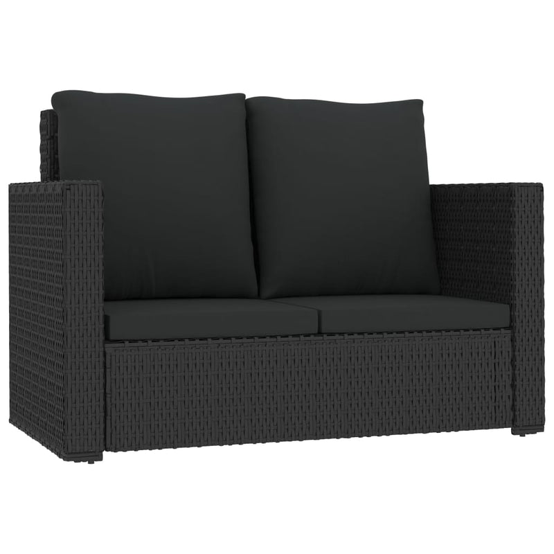 vidaXL 2 Piece Garden Lounge Set with Cushions Poly Rattan Black