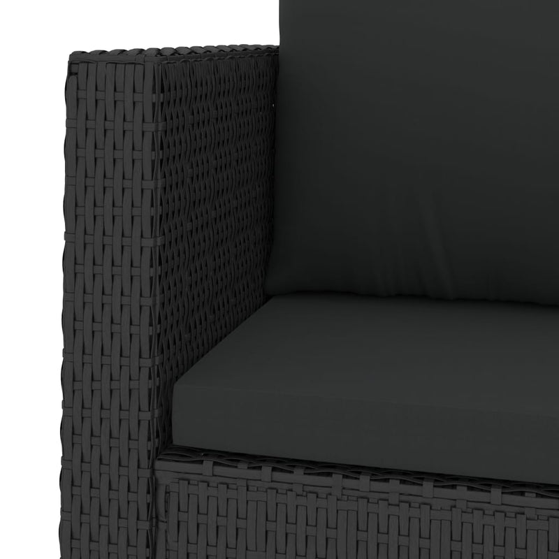 vidaXL 2 Piece Garden Lounge Set with Cushions Poly Rattan Black