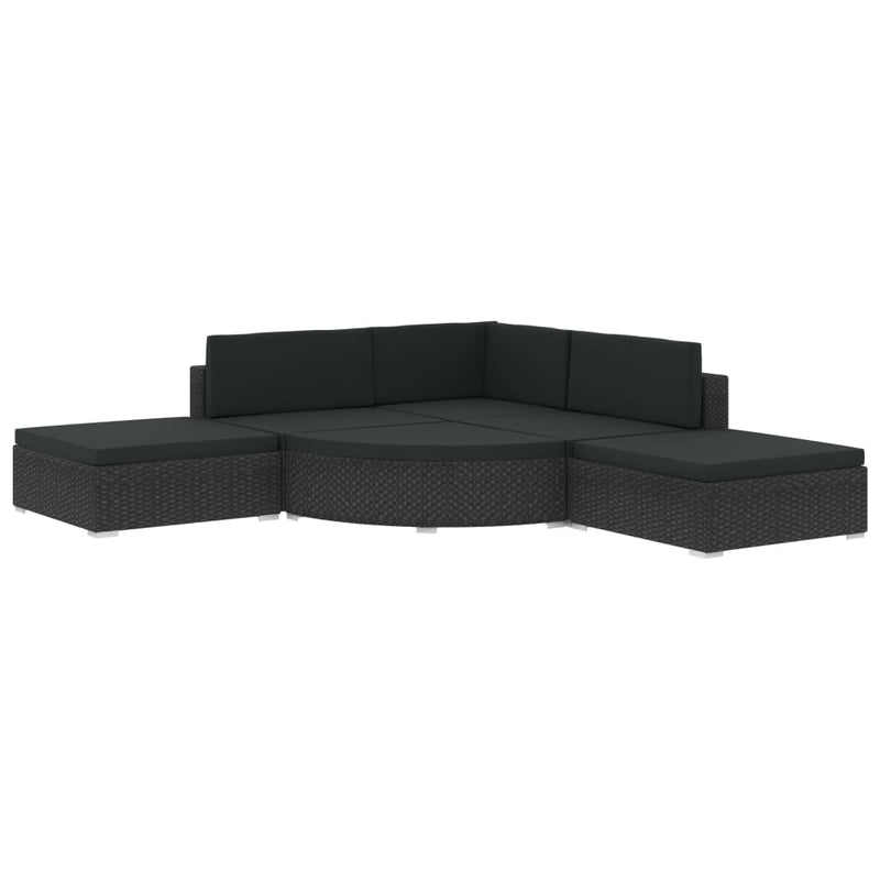 vidaXL 6 Piece Garden Lounge Set with Cushions Poly Rattan Black