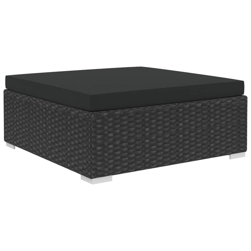 vidaXL 5 Piece Garden Lounge Set with Cushions Poly Rattan Black
