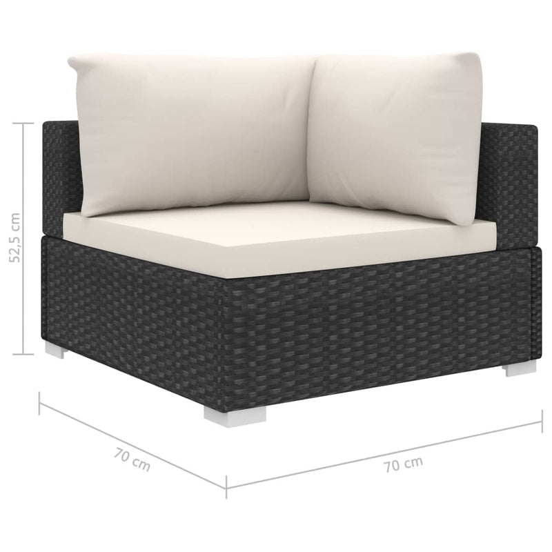 vidaXL 4 Piece Garden Lounge Set with Cushions Poly Rattan Black