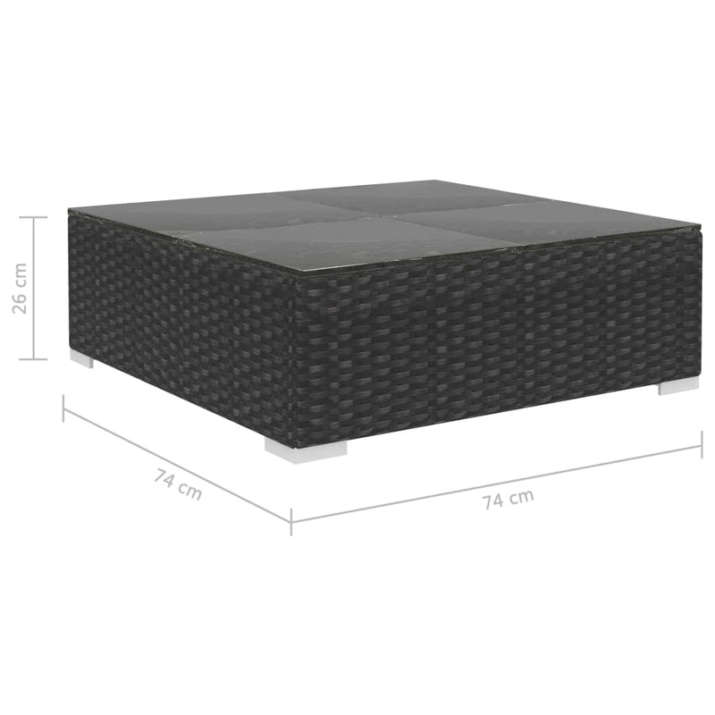 vidaXL 4 Piece Garden Lounge Set with Cushions Poly Rattan Black