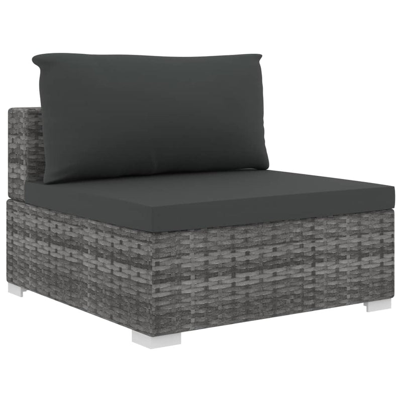 vidaXL 4 Piece Garden Lounge Set with Cushions Poly Rattan Grey
